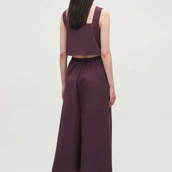 COS Wide Leg Cotton Jumpsuit - Burgundy - 4 - Picture 2 of 7
